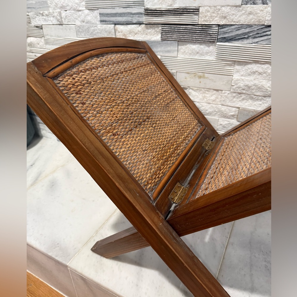 Antique 1940's Hardwood & Wicker Folding Magazine Rack/Large Book Holder- - Picture 2 of 10